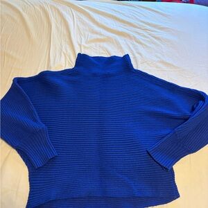 Anthropologie Royal Blue Ribbed Turtleneck Sweater